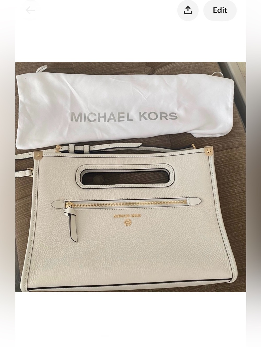 Michael Kors Pebbled White Leather dual Crossbody or clutch
